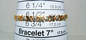 YGP 925 Sterling Silver Tennis Bracelet 6.75" X's and Hearts w Diamond Accts DBJ